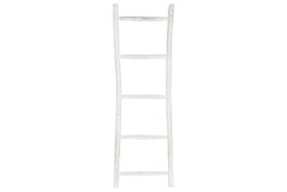 DKD Home Decor Formentera23 Toallero Escalera Mediterraneo Blanco Teca 5 x 150 x 49 cm