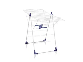 Leifheit 81408 Secadora con Cierre Semiautomático Classic 200 Flex, Blanco y Azul, 20 Metros