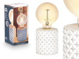 Giftdecor Lámpara LED Base Estrellas 8 cm x 19 cm x 8 cm Cemento y Vidrio Azul (Set de 8)