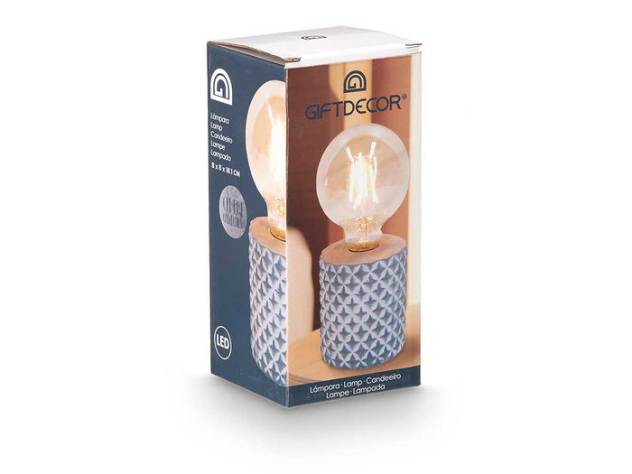 Giftdecor Lámpara LED Base Estrellas 8 cm x 19 cm x 8 cm Cemento y Vidrio Azul (Set de 8)