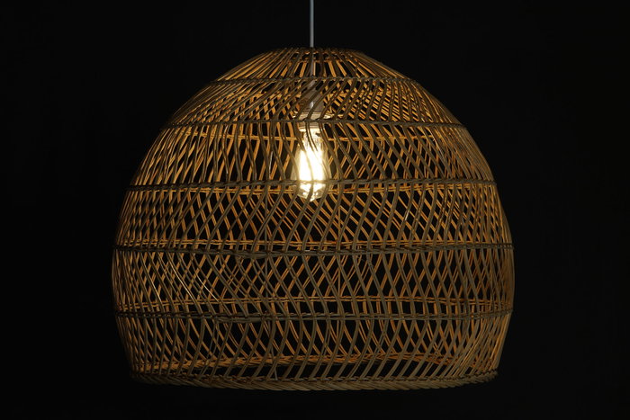 DKD Home Decor Lámpara de Techo de Ratán Marrón Claro 60x60x50 cm