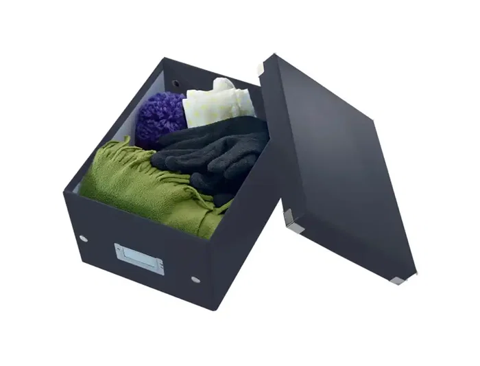 Caja Para Almacenamiento Leitz Click&Store 85% Carton Reciclado 7 Litros Pequeña 216X160X282 Mm Negro