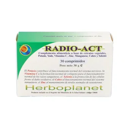 HERBOPLANET Radio-Act Complemento Alimenticio 30 Comprimidos con Yodo, Zinc, Selenio, Vitamina C para Tiroides, Energía y Sistema Inmunitario