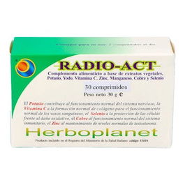 HERBOPLANET Radio-Act 30Comprimidos - Yodo, Vitamina C, Zinc, Manganeso, Cobre, Selenio para tiroides, testosterona, colágeno