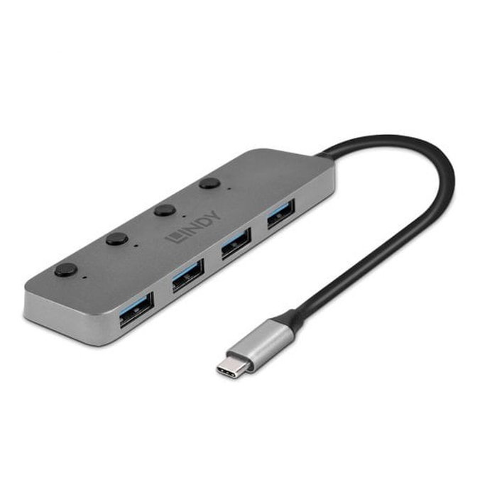 Lindy Hub USB 3.2 Gen 1 Type-C 5000 Mbit/s Gris 43383 Lindy Hub USB 3.2 Gen 1 Type-C 5000 Mbit/s Gris 43383