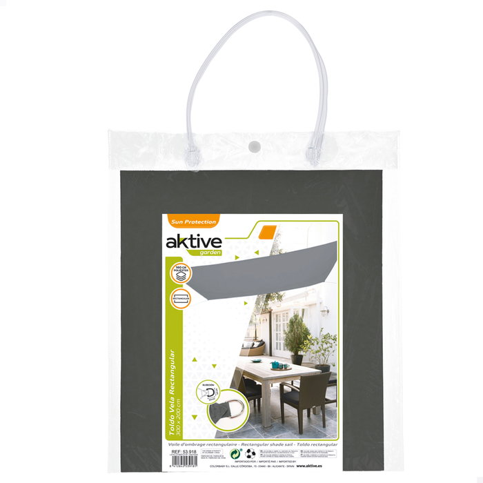 Aktive Garden Toldo vela de sombreo rectangular gris antracita 200x300 cm