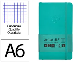 Antartik Cuaderno A6 Tapa Blanda Turquesa Cuadriculado 100 Hojas 80gr FSC