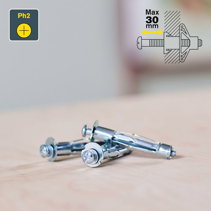 Rapid Taco de expansión metálico ø11 x 52 con tornillo M5 x 63, 10 uds