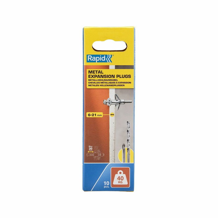 Rapid Taco de expansión metálico ø11 x 52 con tornillo M5 x 63, 10 uds