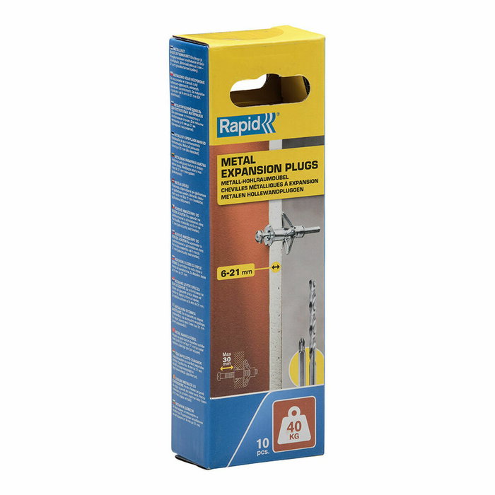 Rapid Taco de expansión metálico ø11 x 52 con tornillo M5 x 63, 10 uds