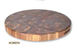 Tabla redonda cuadriculada de acacia