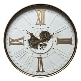 DKD Home Decor Reloj de Pared Metal y Cristal Blanco y Dorado 80x80 cm