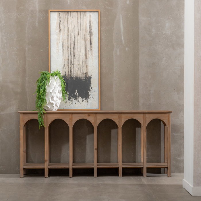 Consola Natural Madera de Pino Entrada 210 X 38 X 90 cm Consola Natural Madera de Pino Entrada 210 X 38 X 90 cm