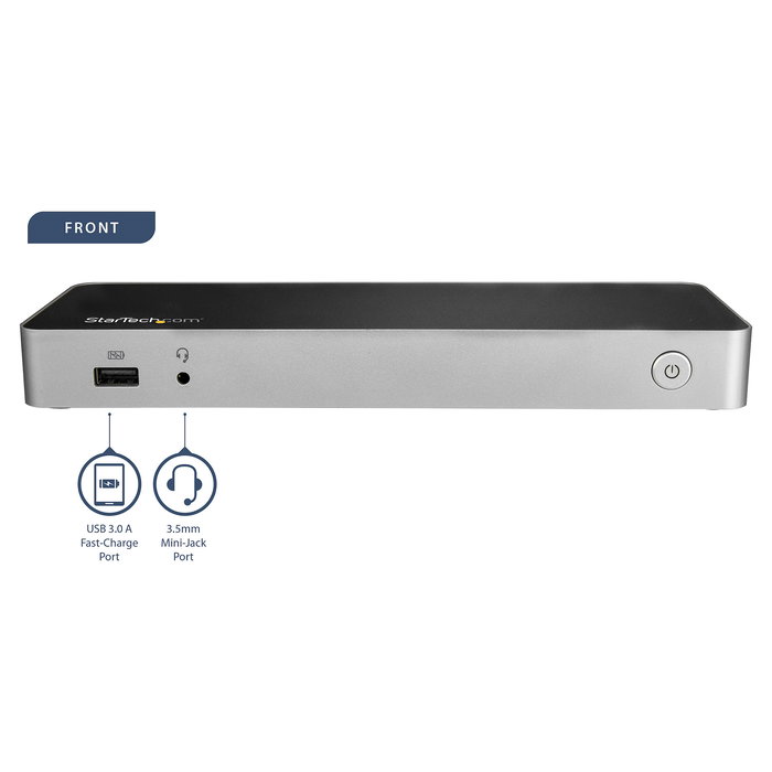 StarTech Dock USB C para 2 Monitores 4K 30Hz con HDMI y DisplayPort - Hub con PD 60W, 4x USB-A 3.0, Ethernet Gb, Audio, Compatible Thunderbolt 3