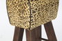 DKD Home Decor Taburete Colonial Marron Negro Madera Piel 43 x 35 x 75 cm