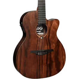 LAG Guitarra Acústica Nylon Auditorium Slim Cutway A/E Natural Satinado Brankowood/Eucalipto Electroacústica Stage-LAG