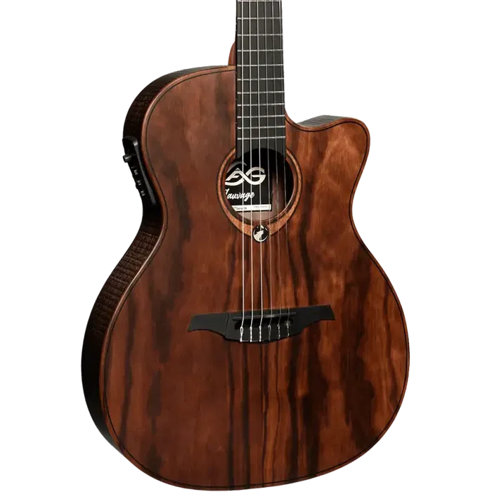 LAG Guitarra Acústica Nylon Auditorium Slim Cutway A/E Natural Satinado Brankowood/Eucalipto Electroacústica Stage-LAG