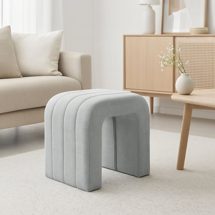 Versa Taburete Tapizado Gris Claro 38x45 cm Metal Terciopelo