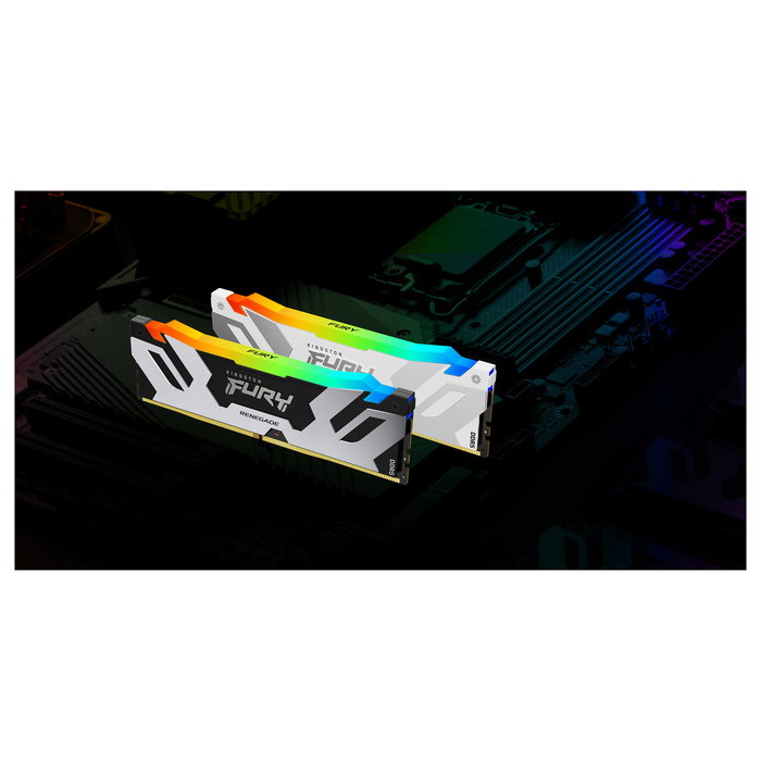 Kingston FURY Renegade RGB White 32GB 6400MT/s DDR5 CL32 DIMM Módulo de Memoria RAM con Intel XMP 3.0 Kingston FURY Renegade RGB White 32GB 6400MT/s DDR5 CL32 DIMM Módulo de Memoria RAM con Intel XMP 3.0