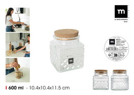 Inde Tarro de Vidrio con Tapón de Corcho 600 ml (12 Unidades)