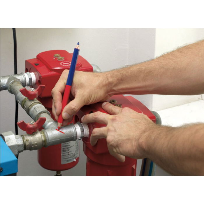 Pica Lápiz doble punta roja y azul perfil hexagonal madera sostenible minas alta calidad