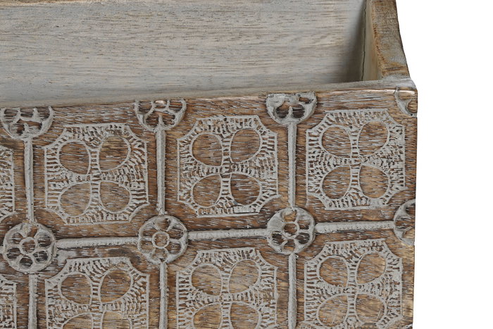 DKD Home Decor Organizador Natural Blanco 13 x 21 x 32 cm