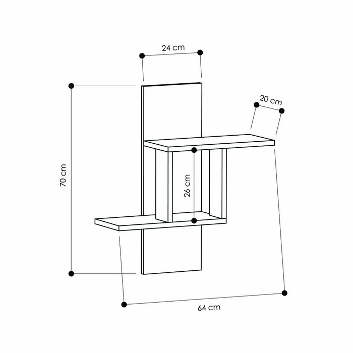 Hanah Home Estantería de Pared Escandinava Mill - White, Estante Minimalista Blanco, 64x70x20 cm