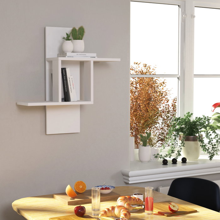 Hanah Home Estantería de Pared Escandinava Mill - White, Estante Minimalista Blanco, 64x70x20 cm