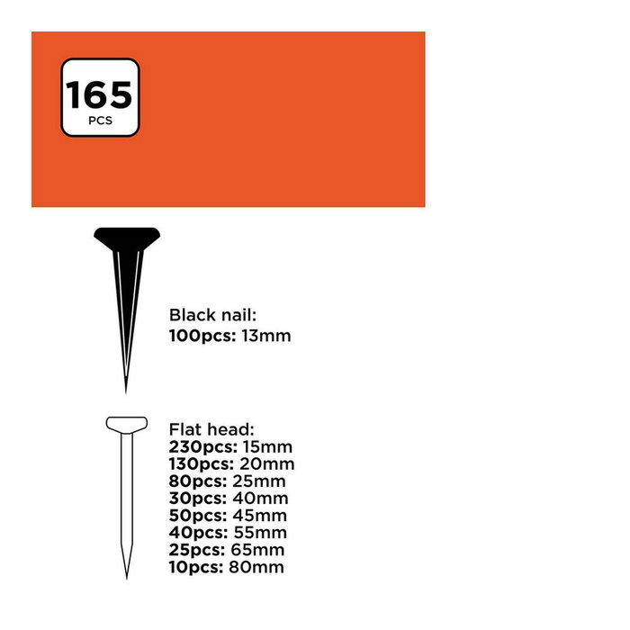 Black+Decker Surtido de clavos de acero, 975 piezas