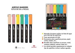ARTIST BY ALEX BOG Estuche de 6 Rotuladores Acrylic Markers Colores Pastel