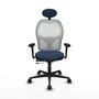 PIQUERAS Y CRESPO Silla de oficina Jorquera con mecanismo Sincro/Traslack, Azul marino y Blanco