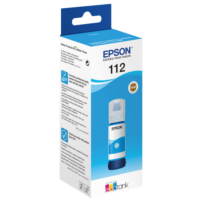 Epson EcoTank 112 Cartucho de Tinta Cian Original 70ml Epson EcoTank 112 Cartucho de Tinta Cian Original 70ml