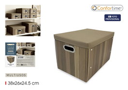Inde Caja de Cartón Multiusos con Tapa 38 x 26 x 24.5 cm - Dimensiones Ancho 28.7 cm, Alto 4.2 cm, Largo 40.8 cm (12 Unidades)