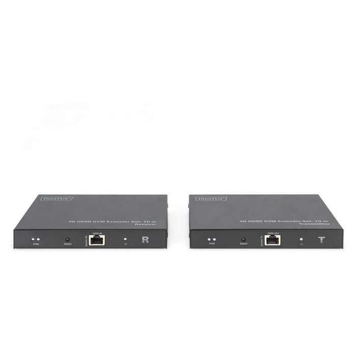 Digitus 4K HDMI KVM Extender Set, 70m Transmisor y Receptor para Cat6, Cat7, Cat8 Negro Aluminio