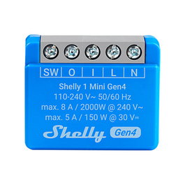 Shelly Shelly 1 Mini Gen4 Interruptor Inteligente WLAN Bluetooth Zigbee Matter 8A 1 Canal para Montaje en Pared (110-240V) - 1 Pieza