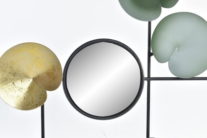 DKD Home Decor Decoración de Pared Nenufar Verde Menta y Dorado