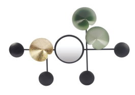 DKD Home Decor Decoración de Pared Nenufar Verde Menta y Dorado