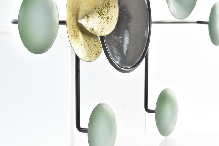 DKD Home Decor Decoración de Pared Nenufar Verde Menta y Dorado
