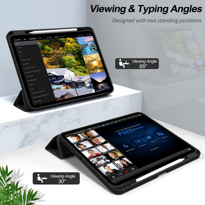 eSTUFF Estuche MIAMI para iPad Pro 12.9 2022/2021 con Ranura para Lápiz y Carga, Negro/Transparente