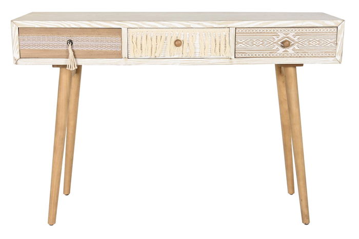 DKD Home Decor Consola Boho Blanco Natural 120 x 35 x 80 cm