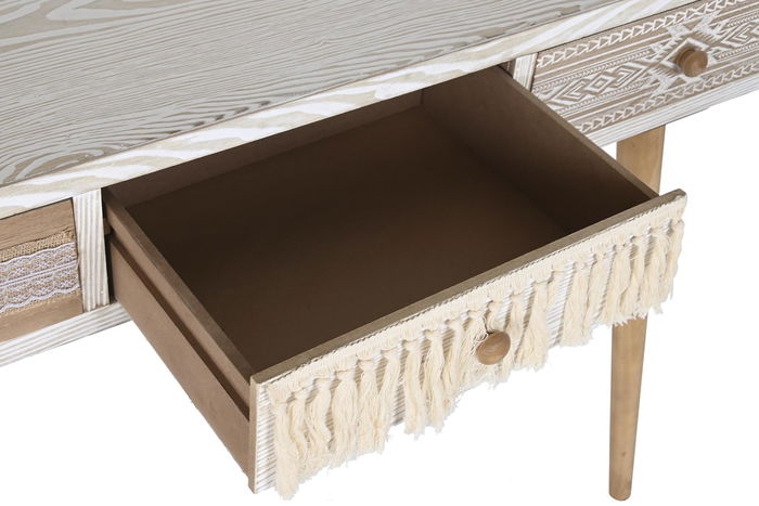 DKD Home Decor Consola Boho Blanco Natural 120 x 35 x 80 cm