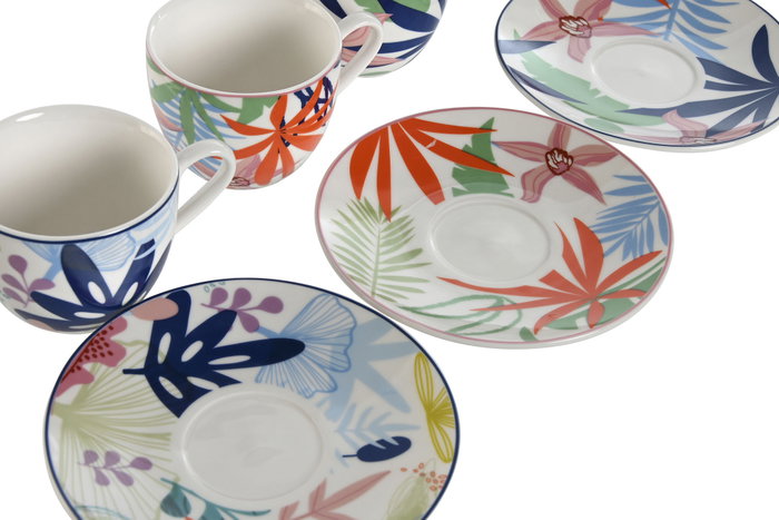 DKD Home Decor Conjunto de Taza y Platillo de Porcelana Surtido DKD Home Decor Conjunto de Taza y Platillo de Porcelana Surtido