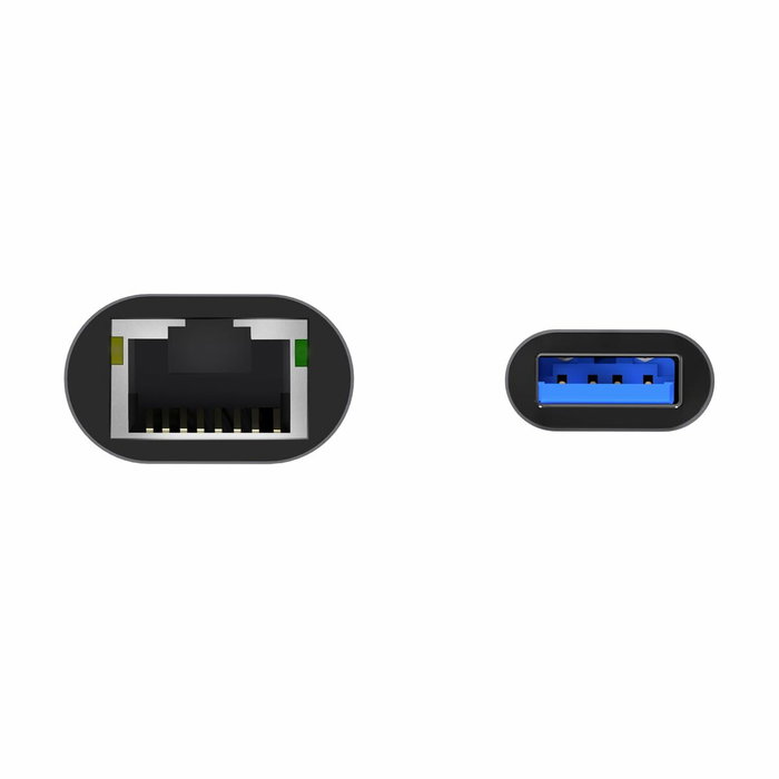 Aisens Conversor USB 3.0 a Ethernet Gigabit 10/100/1000 Mbps, Gris, 15cm