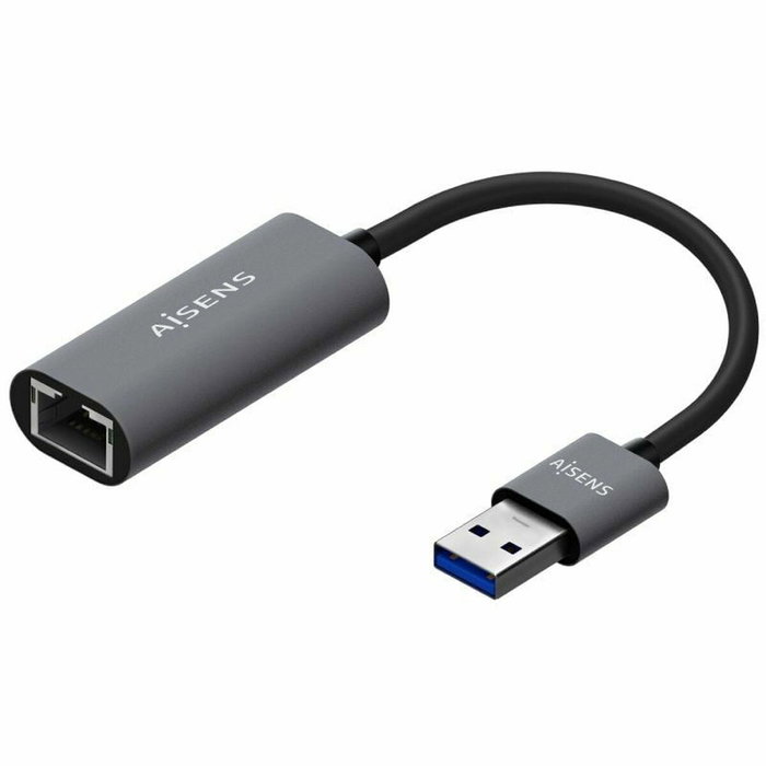 Aisens Conversor USB 3.0 a Ethernet Gigabit 10/100/1000 Mbps, Gris, 15cm