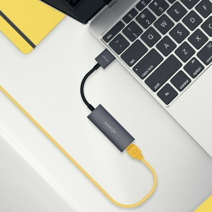Aisens Conversor USB 3.0 a Ethernet Gigabit 10/100/1000 Mbps, Gris, 15cm