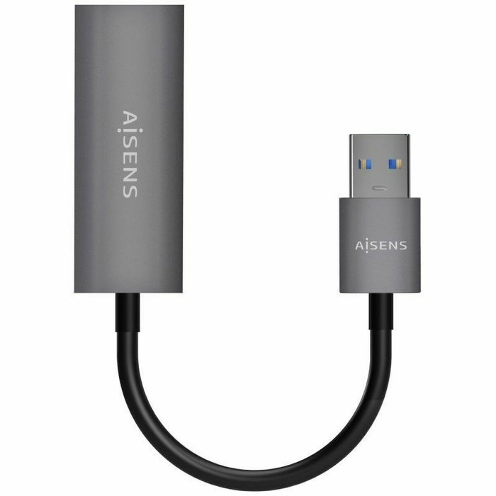 Aisens Conversor USB 3.0 a Ethernet Gigabit 10/100/1000 Mbps, Gris, 15cm