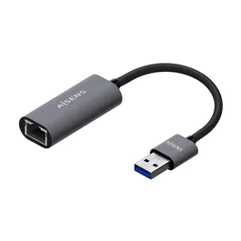 AISENS Conversor USB 3.0 a Ethernet Gigabit 10/100/1000 Mbps, Alámbrico, Gris, 15 cm