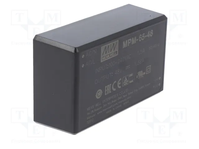 MEAN WELL MPM-65-48 Convertidor AC/DC 65W 48V DC MEAN WELL MPM-65-48 Convertidor AC/DC 65W 48V DC