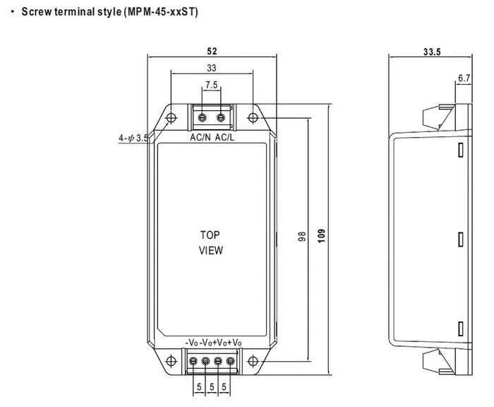 MEAN WELL MPM-65-48 Convertidor AC/DC 65W 48V DC MEAN WELL MPM-65-48 Convertidor AC/DC 65W 48V DC