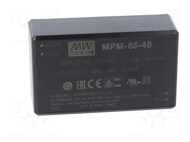 MEAN WELL MPM-65-48 Convertidor AC/DC 65W 48V DC MEAN WELL MPM-65-48 Convertidor AC/DC 65W 48V DC